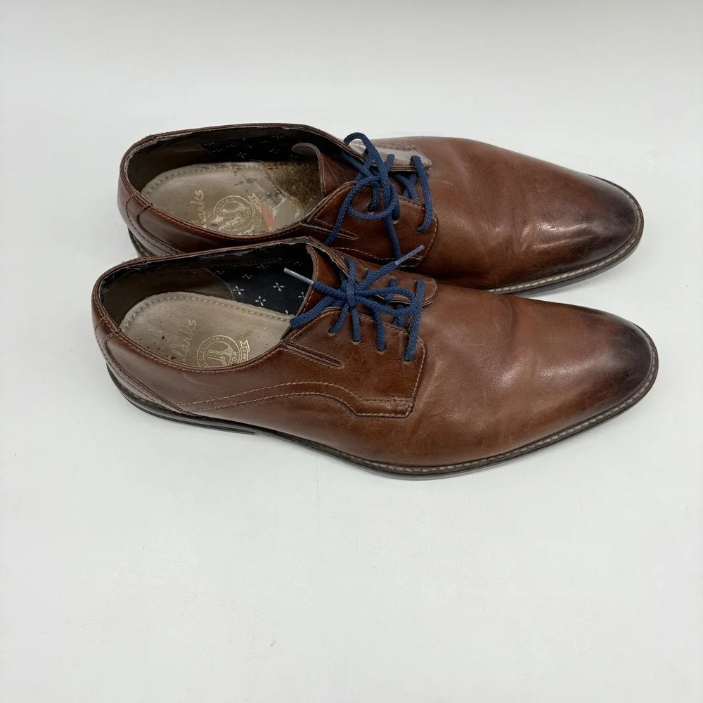 Clarks Tor England Mens 11M Brown Leather Lace Up Oxford Dress Shoes